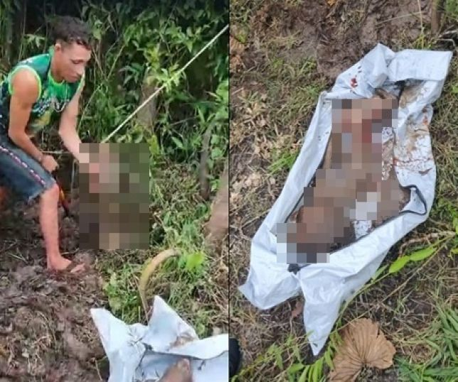 Imagens Fortes: O corpo de um homem esquartejado foi encontrado em uma área de mata, veja fotos e vídeo.