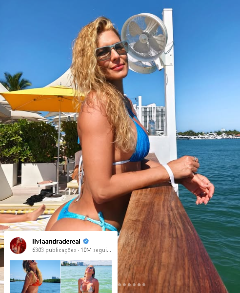 Lívia Andrade compartilha cliques de biquíni e recebe enxurrada de elogios dos seguidores.